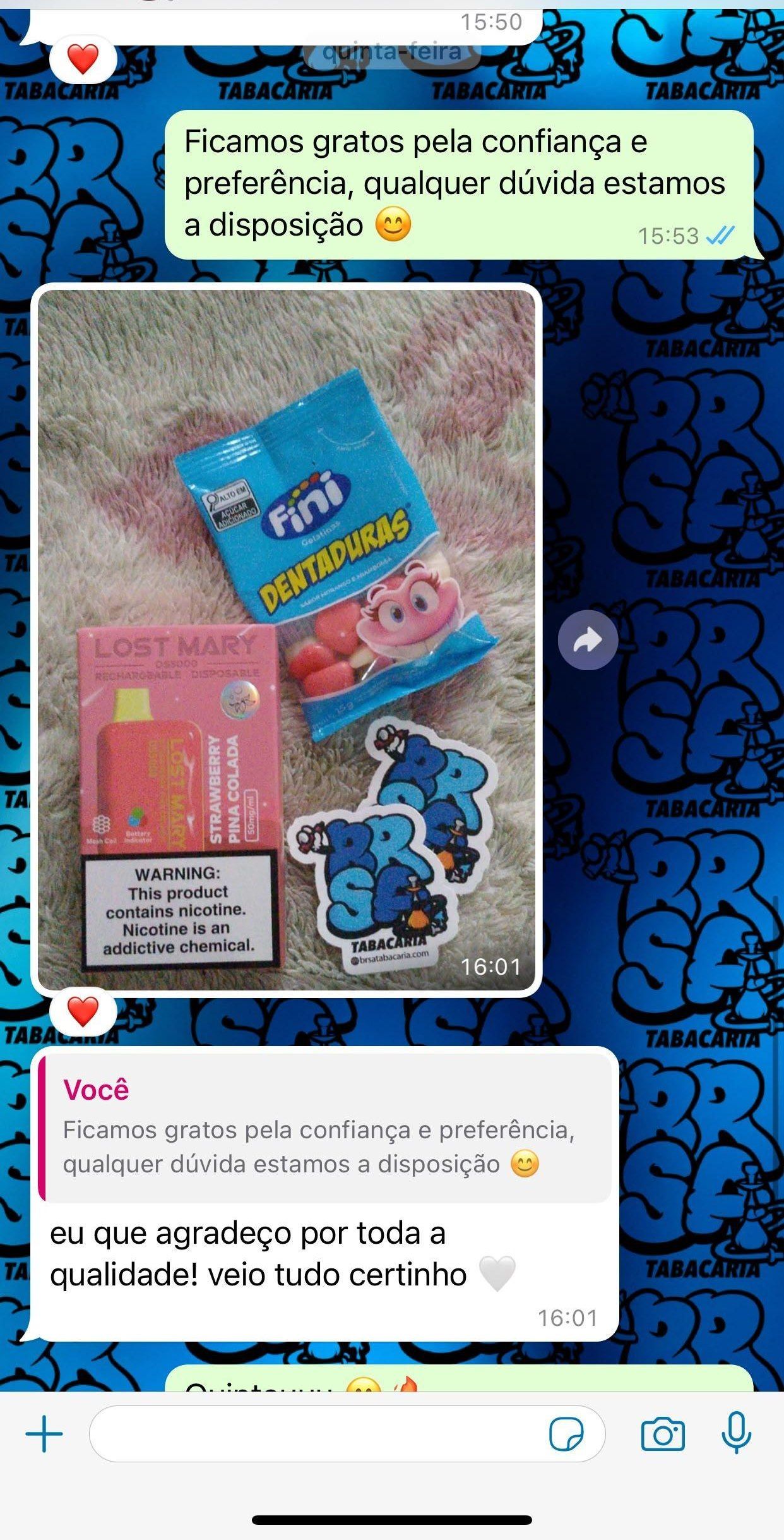 Print de feedback real: Pedido entregue
